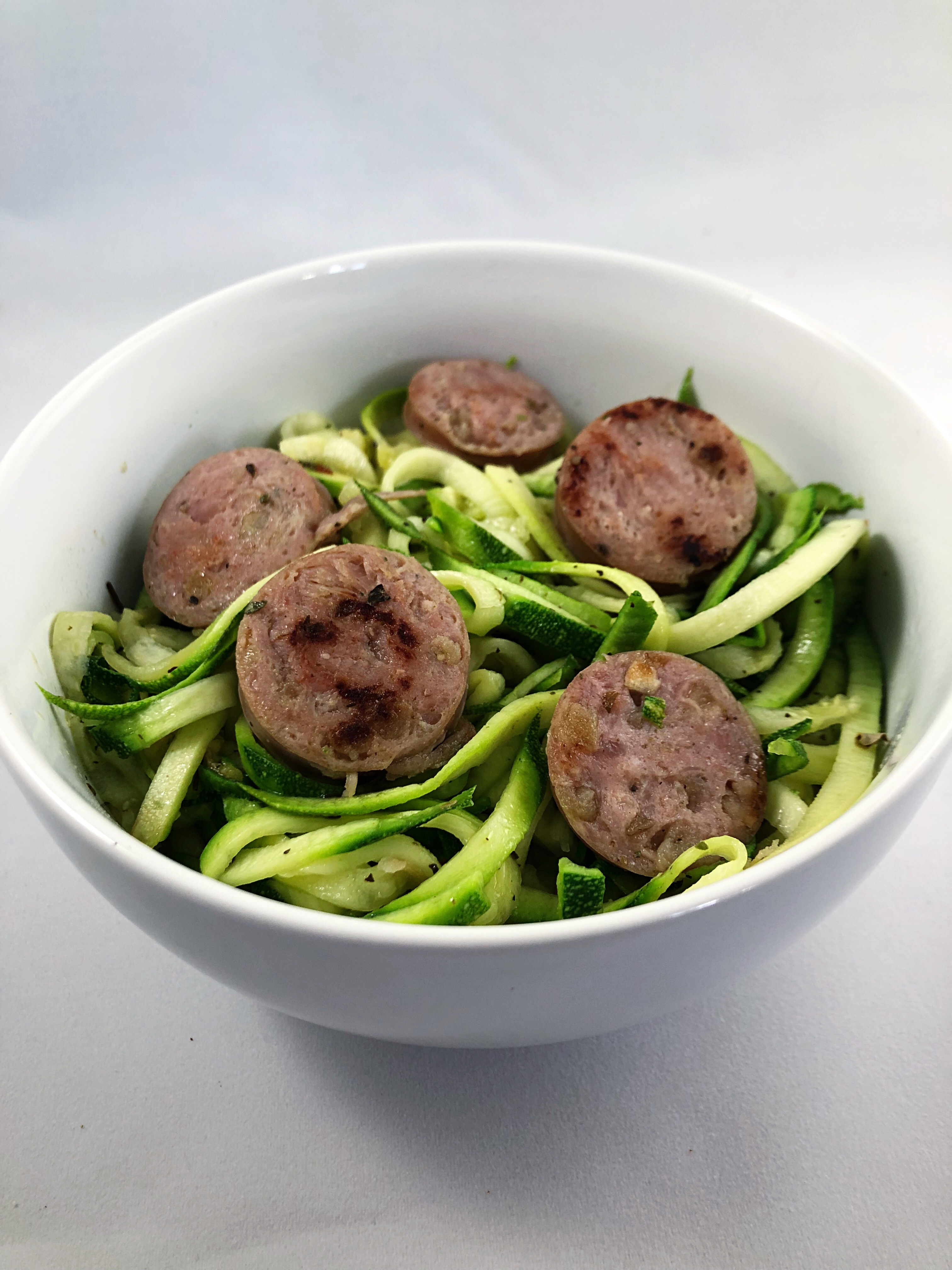 chicken apple sausage & zoodles