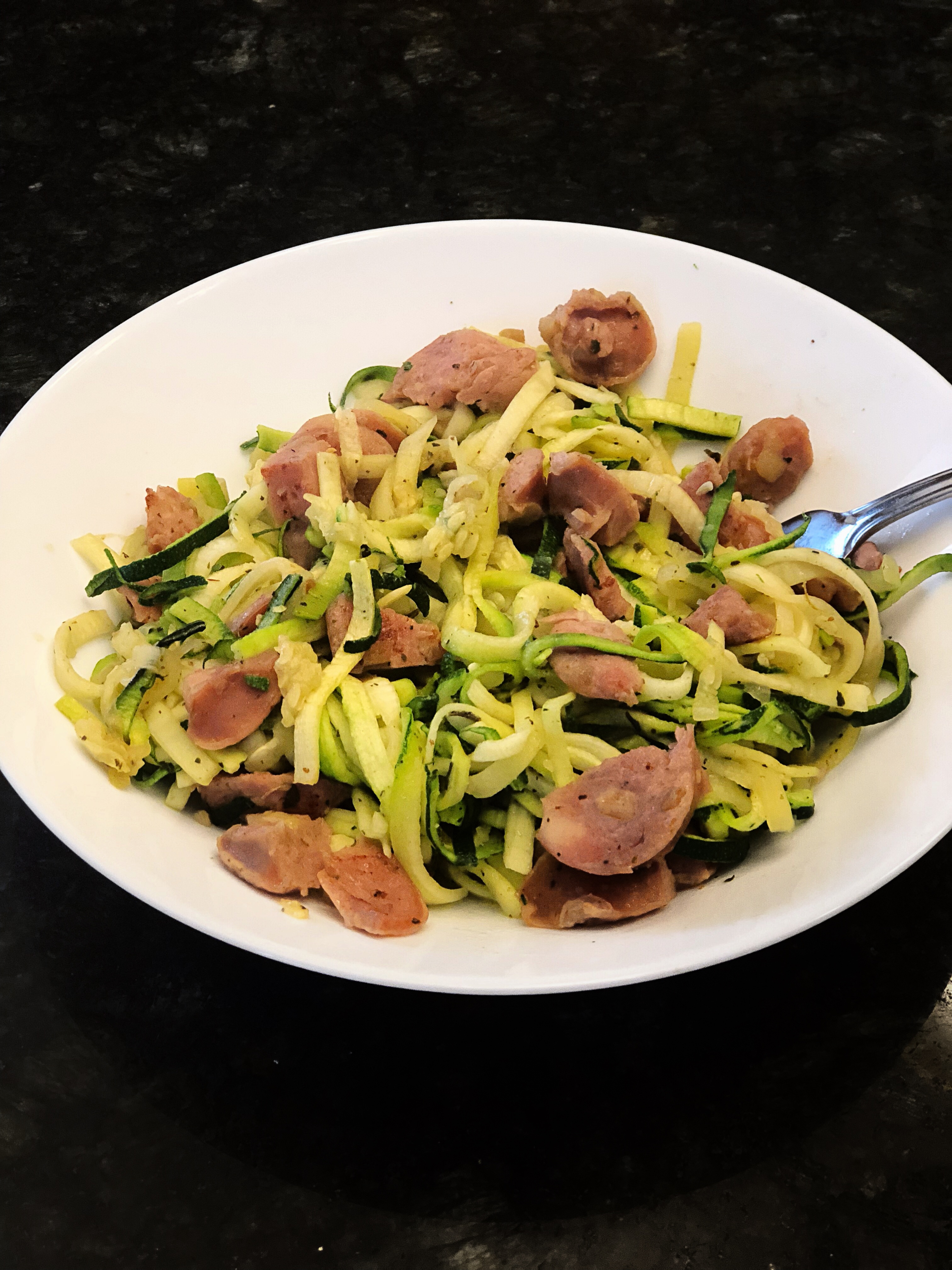 chicken apple sausage & zoodles